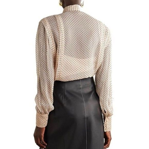 Jason Wu Collection Polka Dot Tie Neck Long Sleeve Silk Blouse Women's Size 10 - Picture 7 of 13